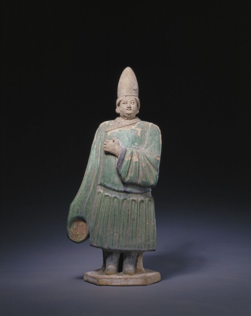 图片[1]-Pottery blue and green glazed male figurines-China Archive